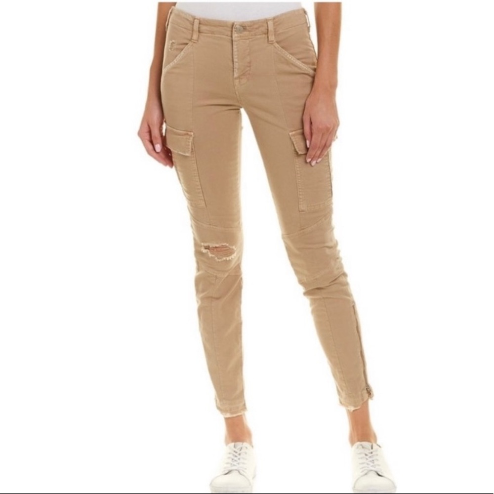 J Brand Houlihan Skinny Cropped Distressed Cargo Pants in a Tan Khaki Sz. 26 NWT